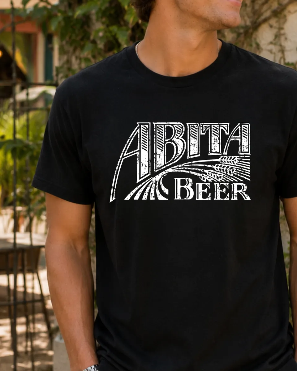 Abita maglietta nera logo distressed