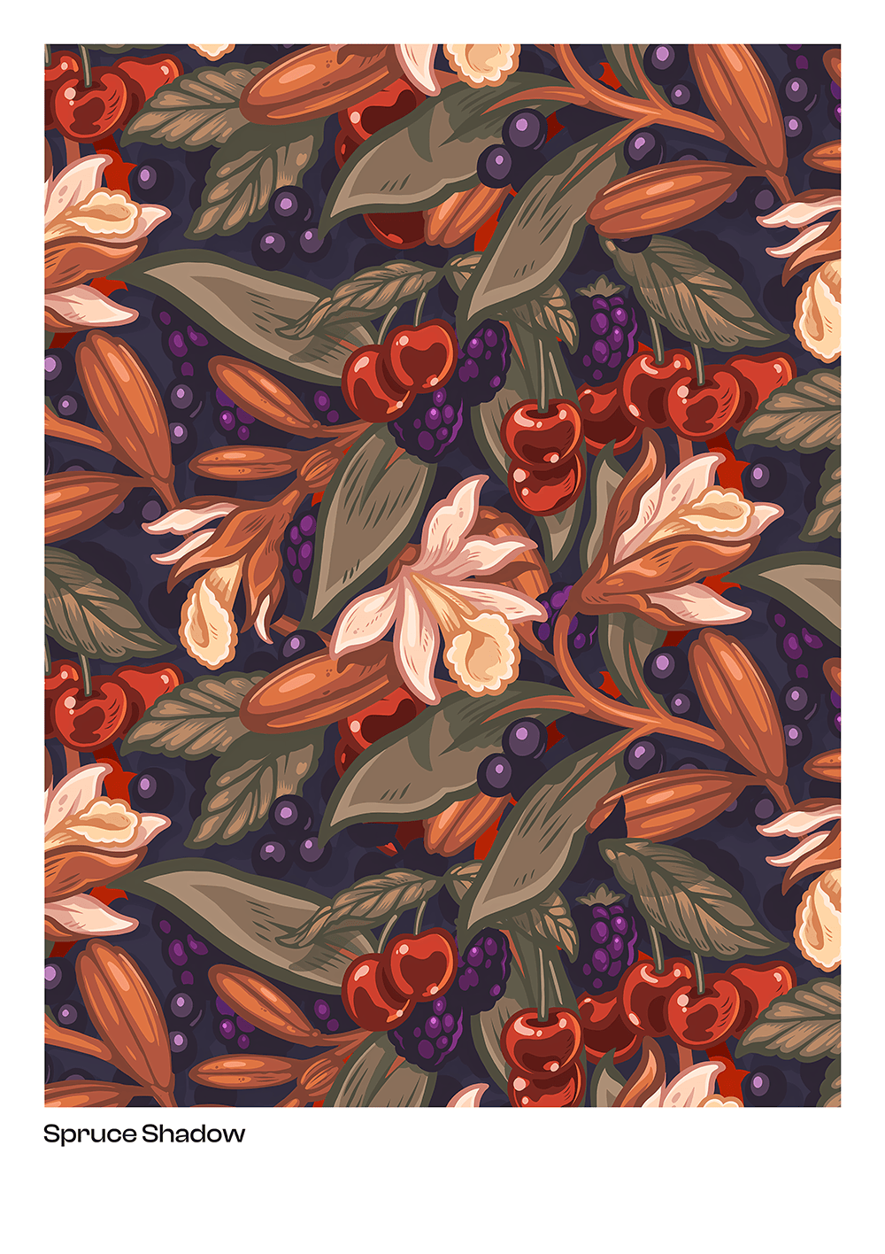 Polly's Spruce Shadow stampa da parete illustrata