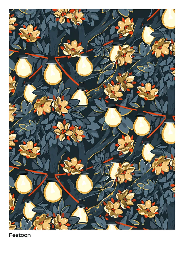 Polly's Festoon stampa da parete illustrata