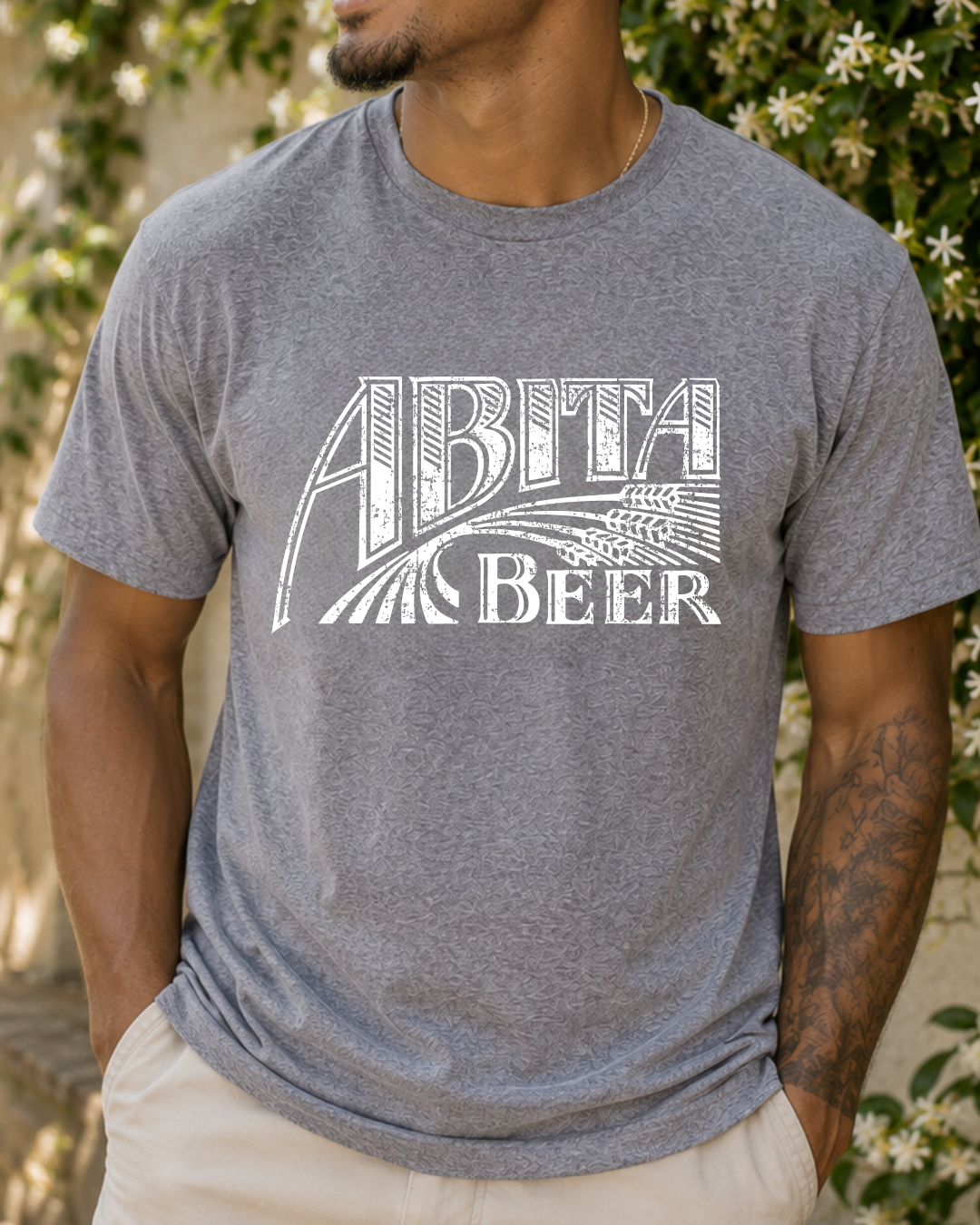 Abita Logo maglietta grigia effetto vintage