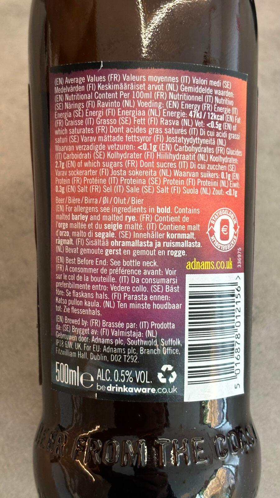 Adnams Ghost Ship birra analcolica 0,5% 500 ml agrumi