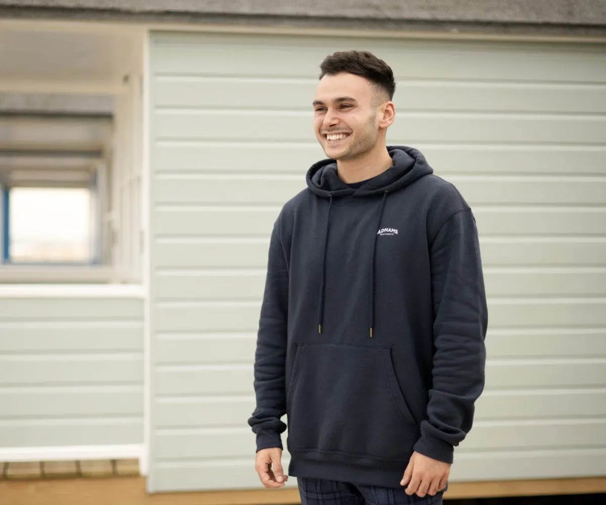 Adnams Navy Hoodie felpa taglia M blu navy cotone