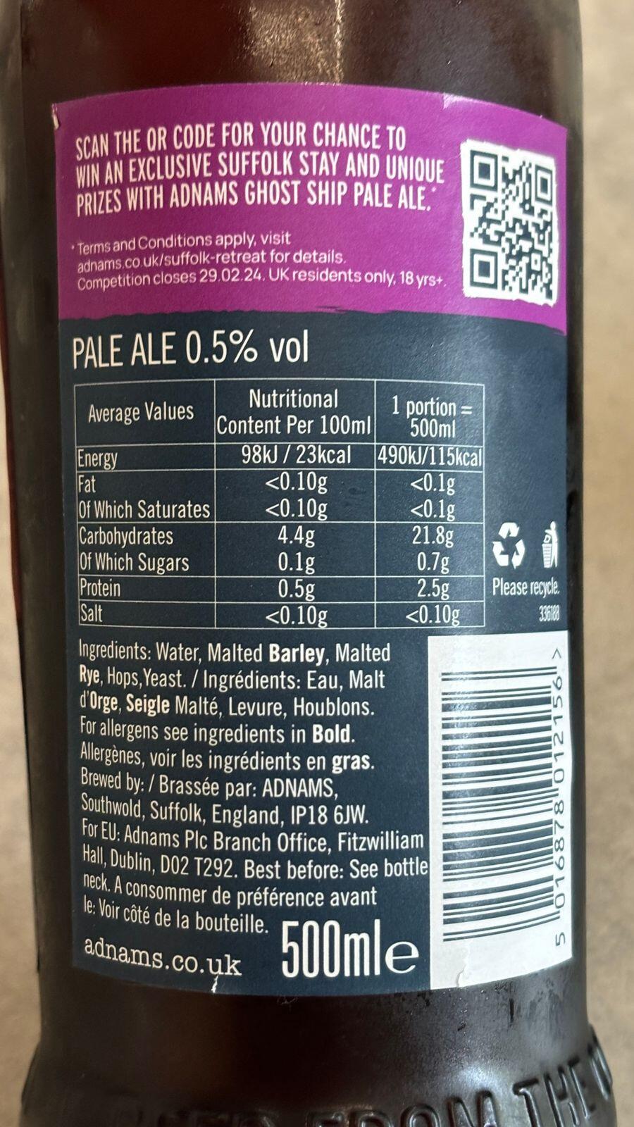 Adnams Ghost Ship birra analcolica 0,5% 500 ml agrumi