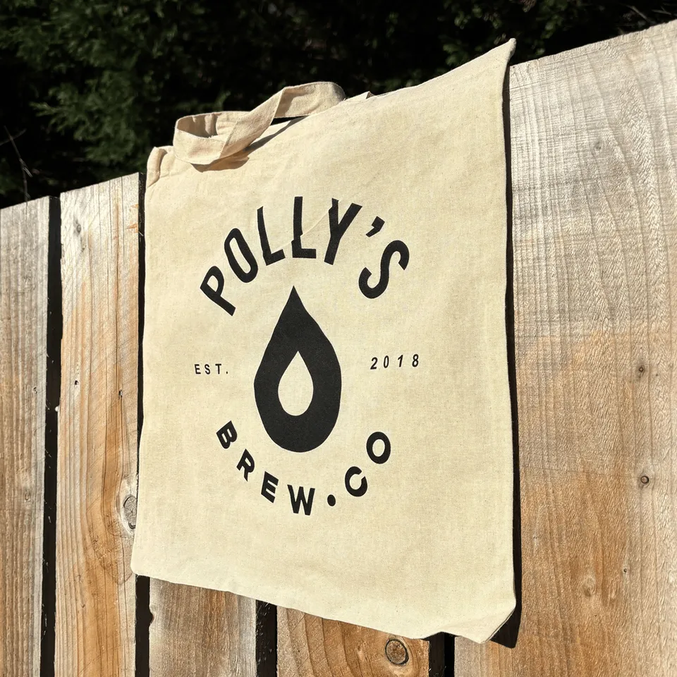 Polly's Brew Co. Tote Bag Shopper Cotone Stampata