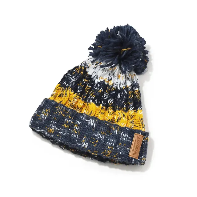 Adnams Navy Gold berretto pon pon blu pile caldo